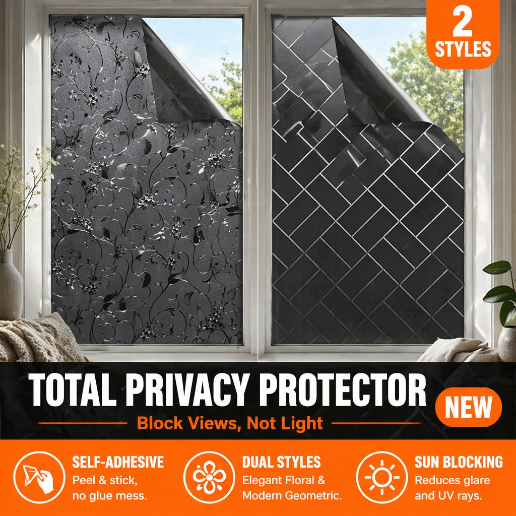 Home Bathroom Window Tint - Película Opaca para Ventanas, Autoadhesiva, Bloqueadora