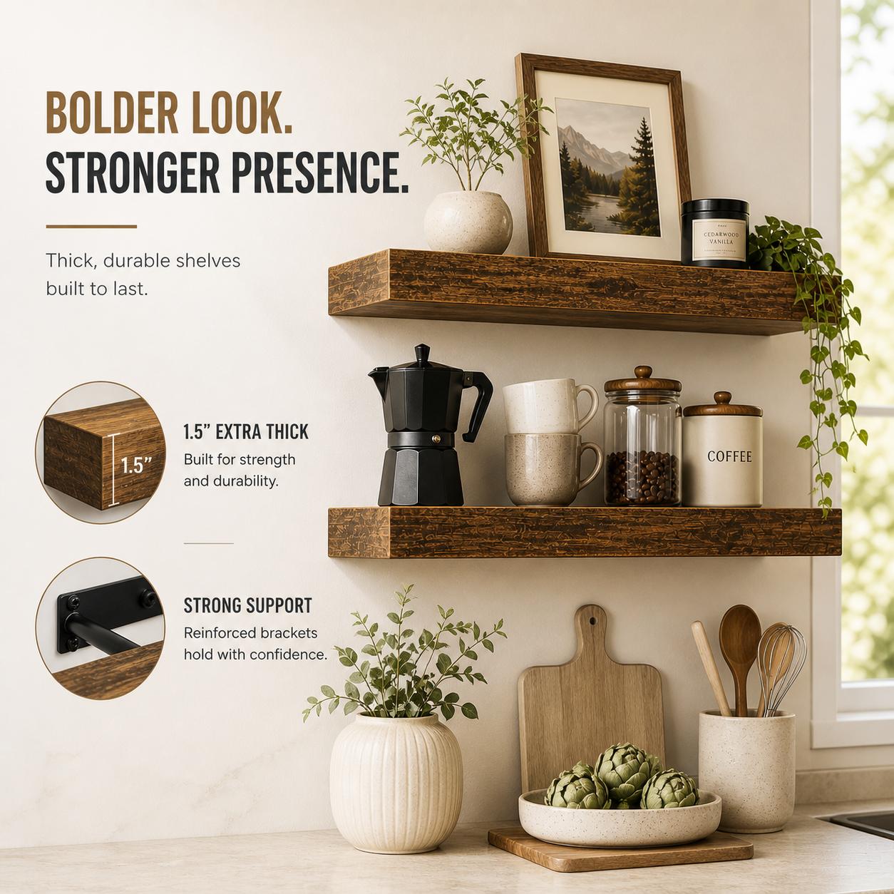 2 estantes flotantes de madera - Home Bathroom Shelf reseña y precio