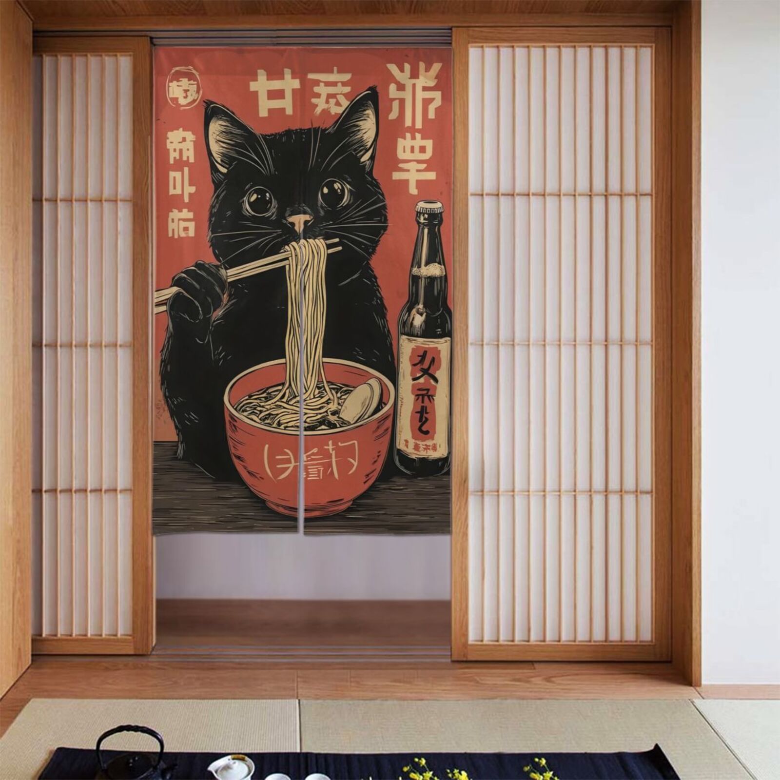 Cortina japonesa de mezcla de  - Japanese Home Bathroom Design reseña y precio